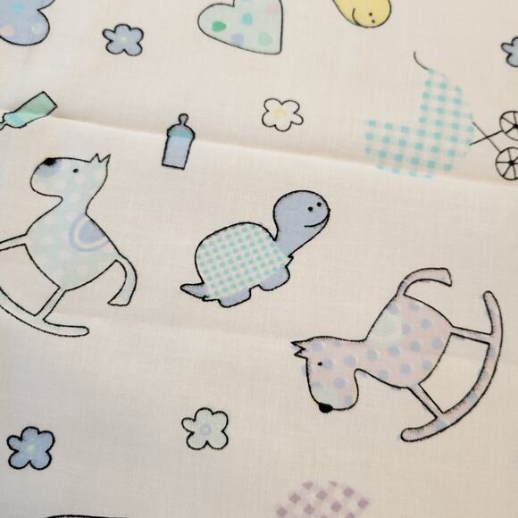 Cotton Fabric Baby Print Rocking Horse Hearts Hancock Fabrics 1 Yd x 44" Blue - Picture 7 of 11